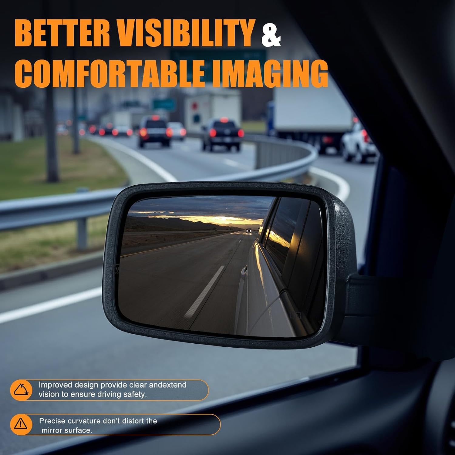 Driver Side Heated Mirror Glass Replacement for Dodge Ram Pick Up 1500 2500 2009-2018 - Heated Left Mirrors With Backing Plate, Replace 68079363AA 68050299AA
