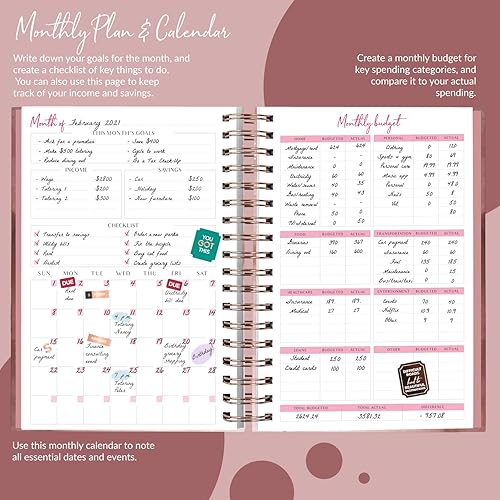 Miniatura 3 de PLANBERRY Planificador de presupuesto grande y organizador mensual de facturas con bolsillos Premium, organizador de finanzas para el hogar, libro