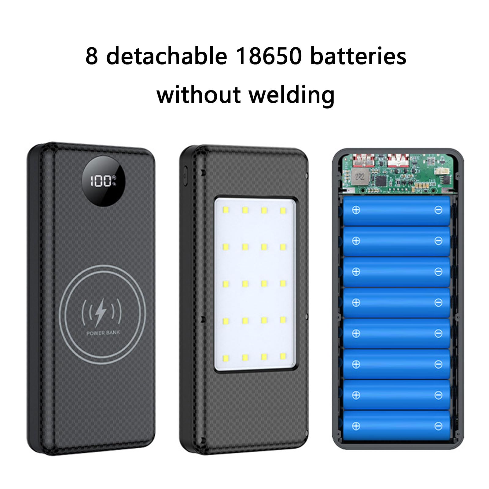 18650 Batteria Carica Cassa di Alimentazione Rimovibile Con Luce LED USB C Caso di Ricarica Rapida Tipo C Porta USB 18650 Batteria Carica Cassa di Alimentazione Rimovibile Con Luce LED USB C Caso di Ricarica Rapida Tipo C Porta USB