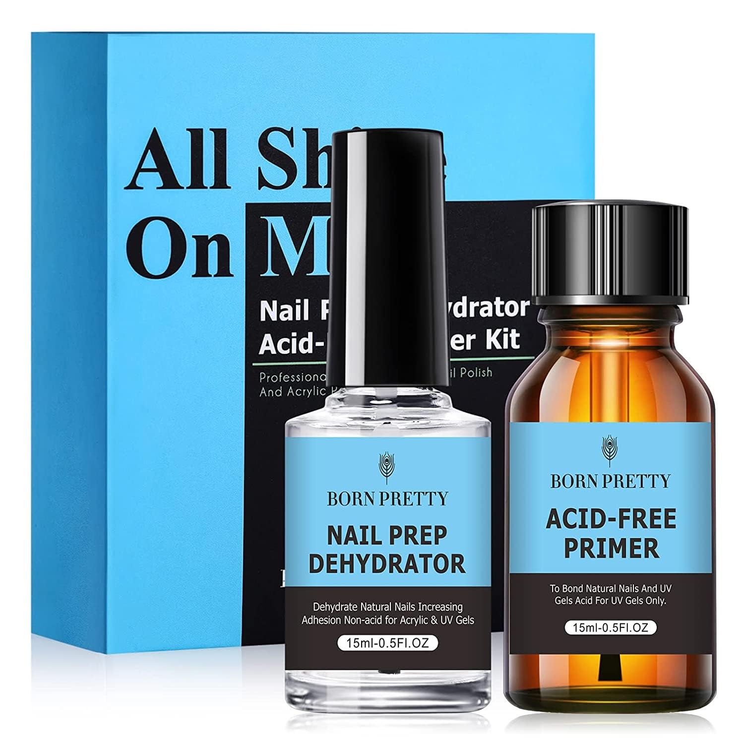 Born Pretty Gel Polish Primer, Prep Dehydrator Set Acid Free Primer Nail Prep Natural Dehydrator Bond from BELLE GAGA® Nail Protein Base for Acrylic Powder and Gel Nail Polish 15 ml / 0.50 fl.oz-image-29
