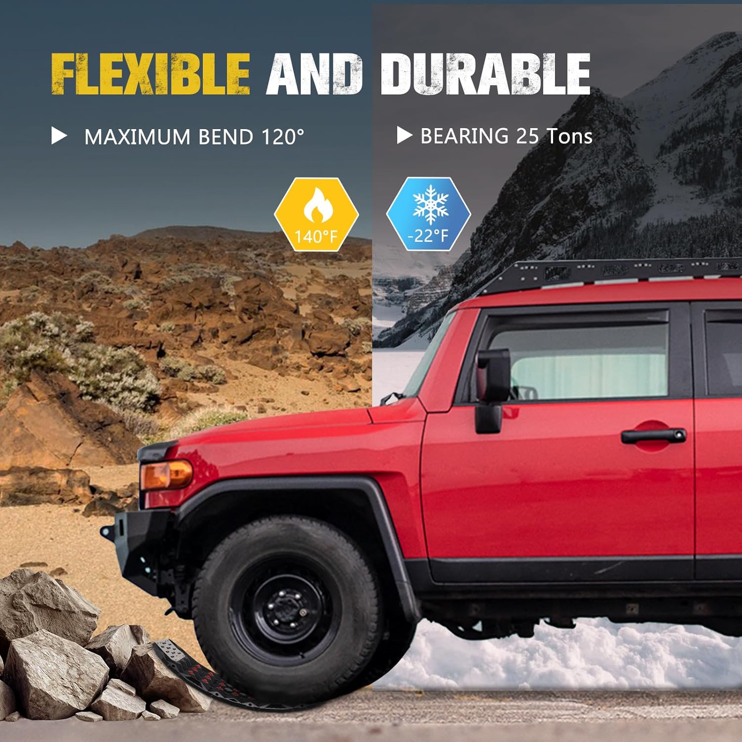 BUNKER INDUST Gen 11th Traction Boards with Mounting Kit, Pair Offroad Recovery Tracks with Jack Base for 4X4 Jeep Truck Tire Traction-Sand,Mud, Snow Ramps (Black)