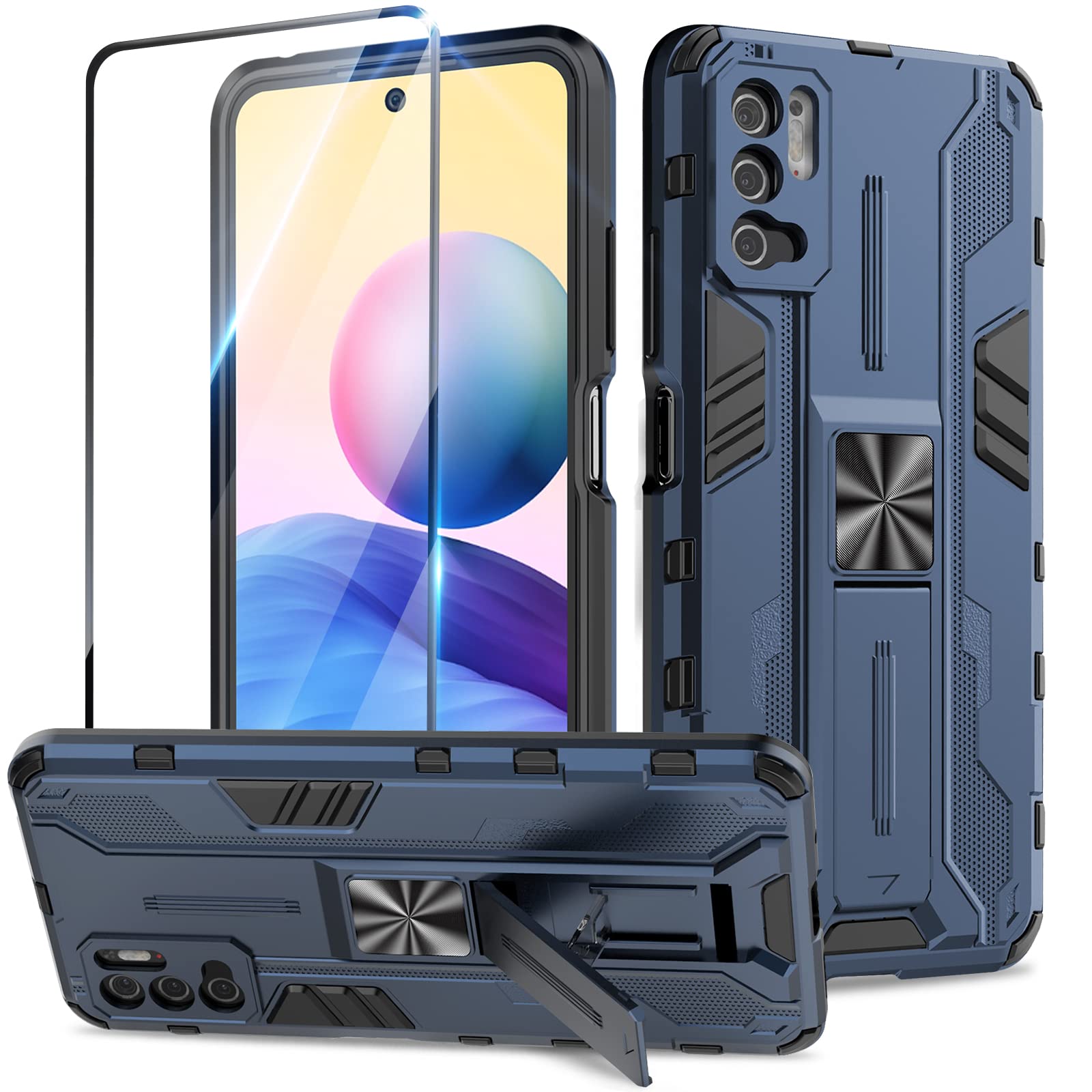 Funda para Samsung Galaxy A13 4G con Cristal Templado Protector Pantalla, Carcasa Antigolpes con Soporte anular metálico, Case Protectora de Grado Militar, Negro — view 102