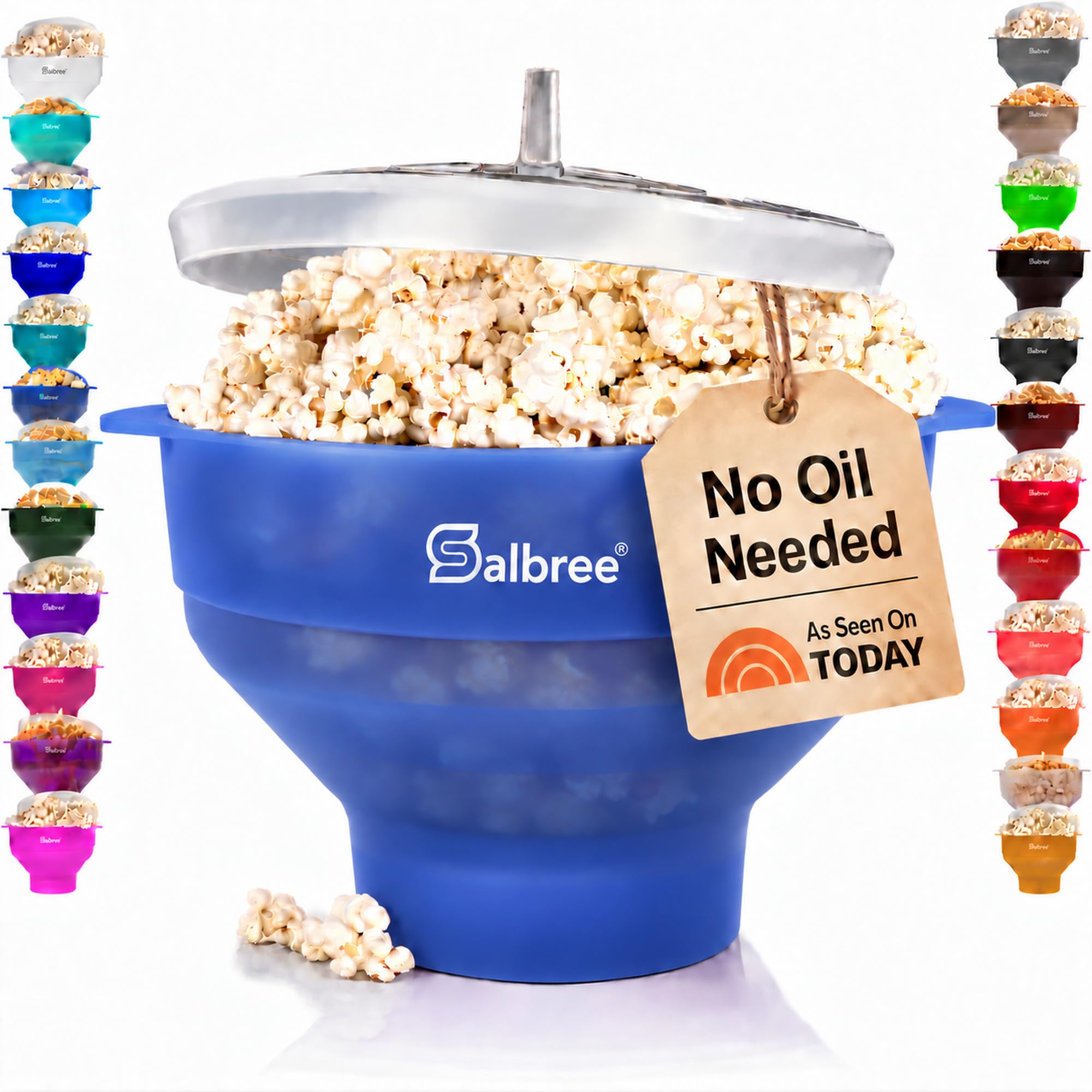 Salbree Microwave Popcorn Popper Maker Silicone Collapsible Bowl No Oil