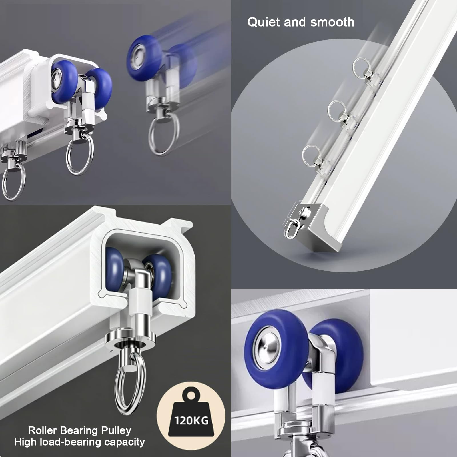 Binario per Tende in Alluminio a Soffitto o a Parete,per Camera da Letto (3.5m,White)
