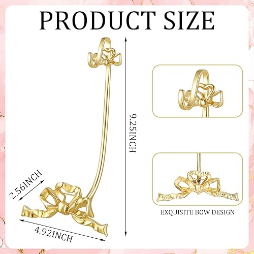 Miniatura 2 de Soporte de exhibición de latón para tazas de té y platillo, soporte para tazas de té con lazo vintage, ganchos para tazas, ganchos clásicos de