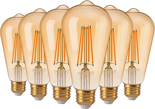 EDISHINE Paquete de 6 bombillas LED Edison vintage equivalentes a 8 W equivalentes a 60 W, ST64 bombillas LED regulables, 700 lúmenes, 2200 K, luz