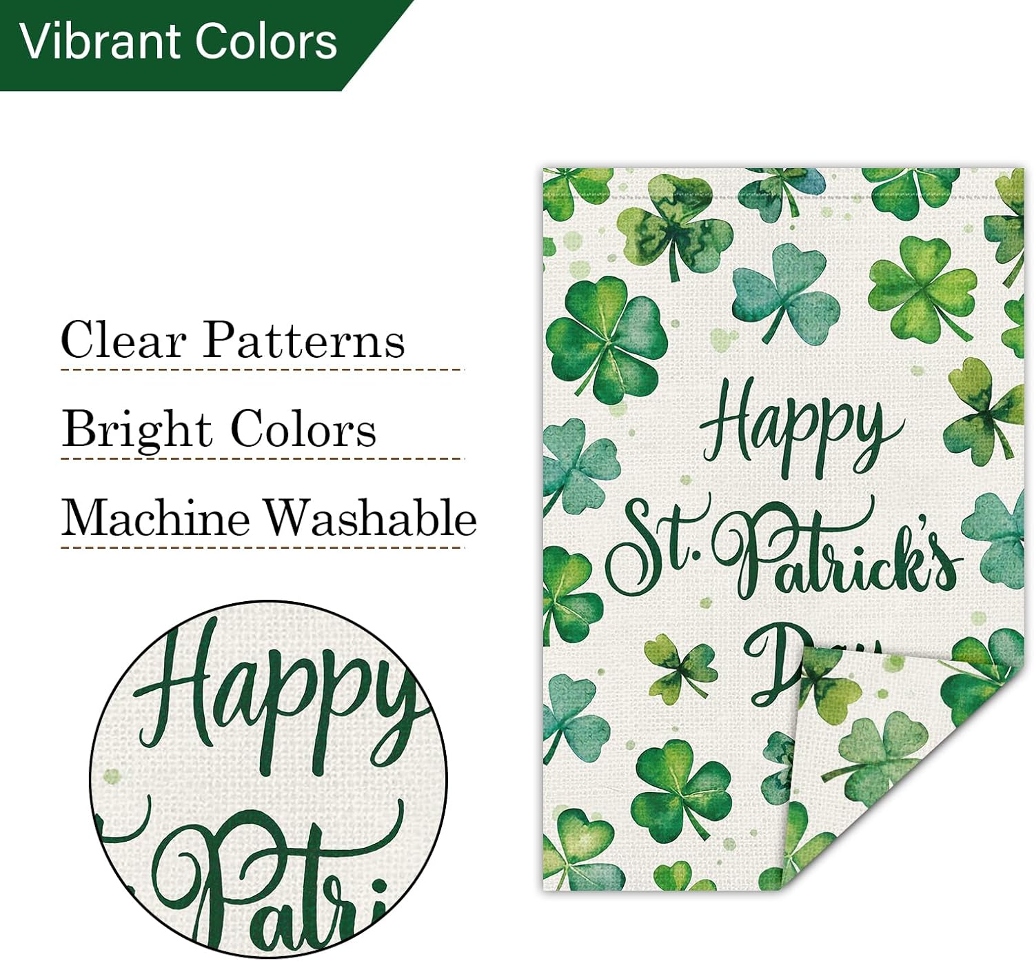 Louise Maelys Happy St Patrick's Day Garden Flag Shamrock Clover 12x18 Inch Double Sided Watercolor Small Burlap Welcome Saint Patricks Spring Holiday Yard Outdoor Sign Outside House Decor - Image 5