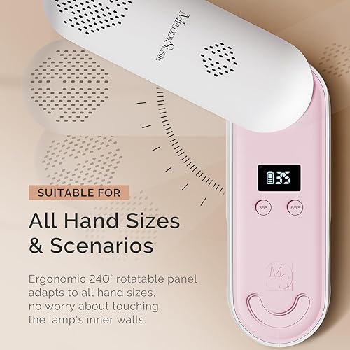 Miniatura 7 de MelodySusie P-PLUS20F - Lámpara de uñas compacta inalámbrica con innovador panel giratorio y diseño de protección UV, la luz UV recargable cura