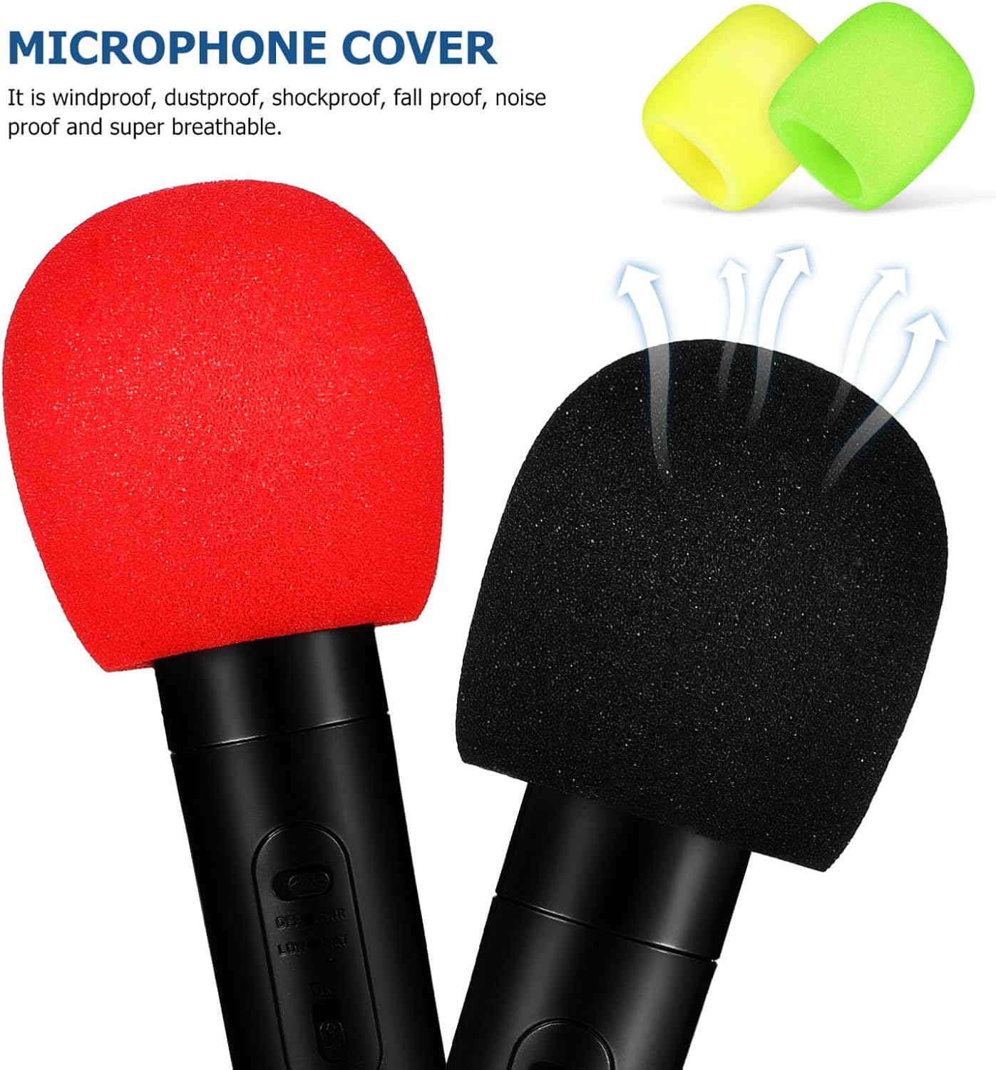 1Set Mic Covers Microphone Sponge Covers Logo Flags Squares Triangles Easy Install Microphone Accessories for Events Interviews
