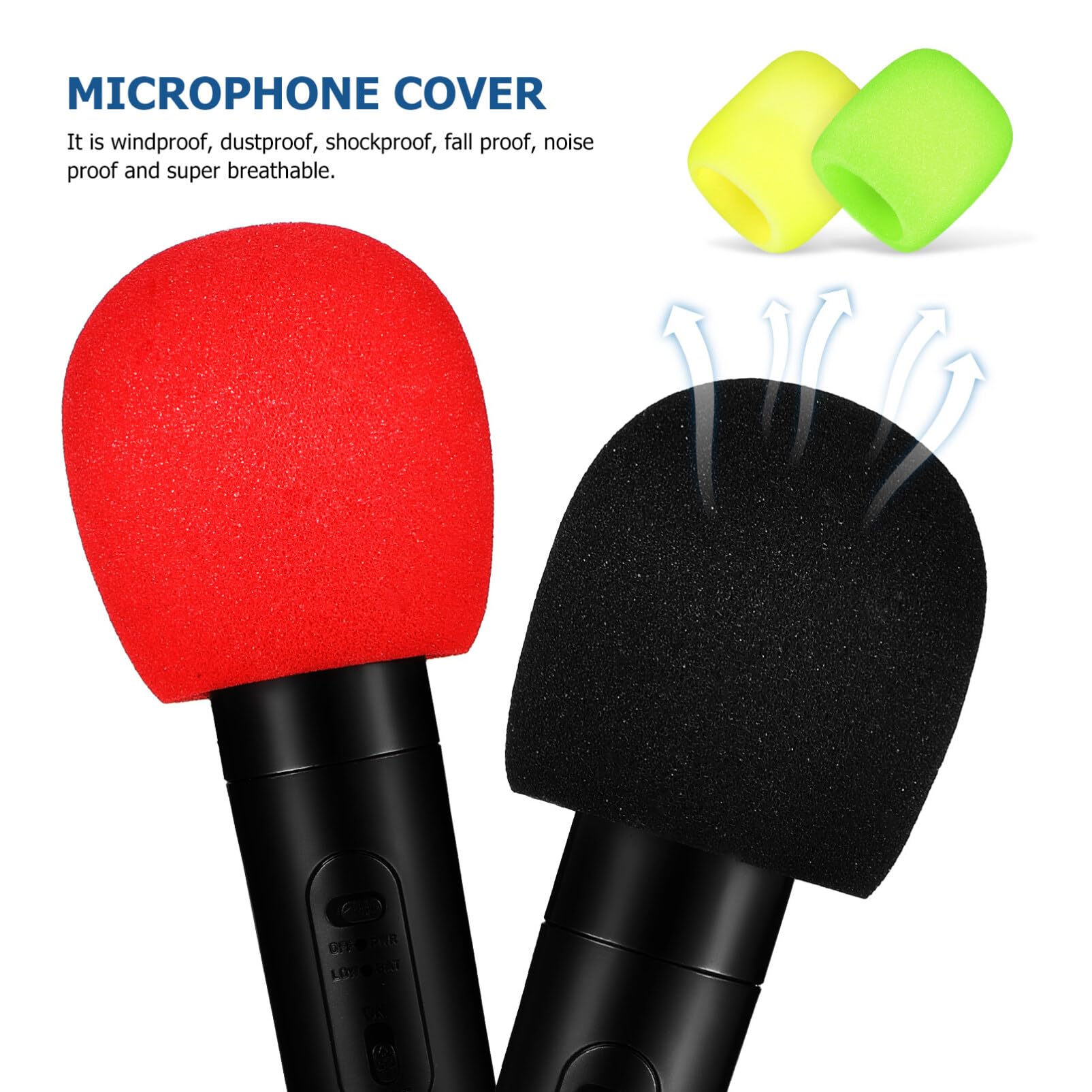 Vaguelly Paquete de 4 estaciones de bandera de micrófono, triángulo y forma cuadrada, logotipo de micrófono de entrevista, con 10 cubiertas de esponja de micrófono, accesorios de micrófono para
