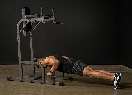 Miniatura 4 de XMARK Silla de capitán con soporte de inmersión y estación de empuje, elevación vertical comercial de rodilla, máquina de entrenamiento de la parte