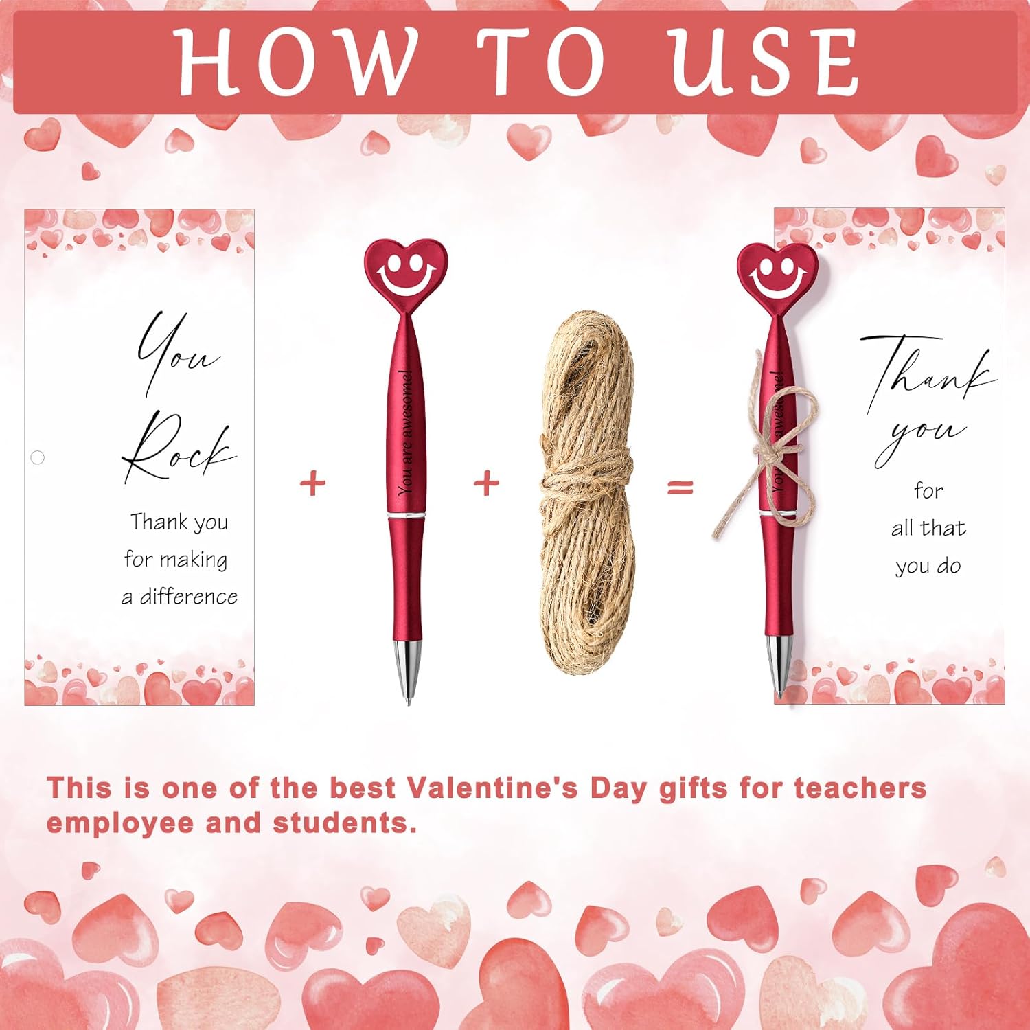 Jetec Team Valentines Gifts for Employee Coworker Office Staff Heart Pens with Thank You Cards Appreciation Valentines Party Favors(24 Sets) - Image 4