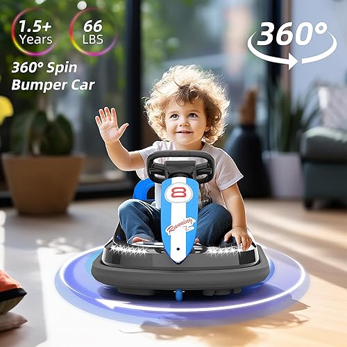 Miniatura 2 de Glaf Coche de parachoques eléctrico para niños pequeños con luces LED giratorio de 360 grados y música, regalos de cumpleaños para niños y niñas