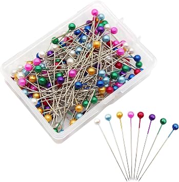 Benvo 250Pcs Sewing Pins with Plastic Pearl Head Pins Straight Quilting Pin 38mm Multicolor Ball Heads Pins with Hanging Plastic Contain Box for DIY Sewing Craft Dressmaker Jewelry Decoration Fabric
