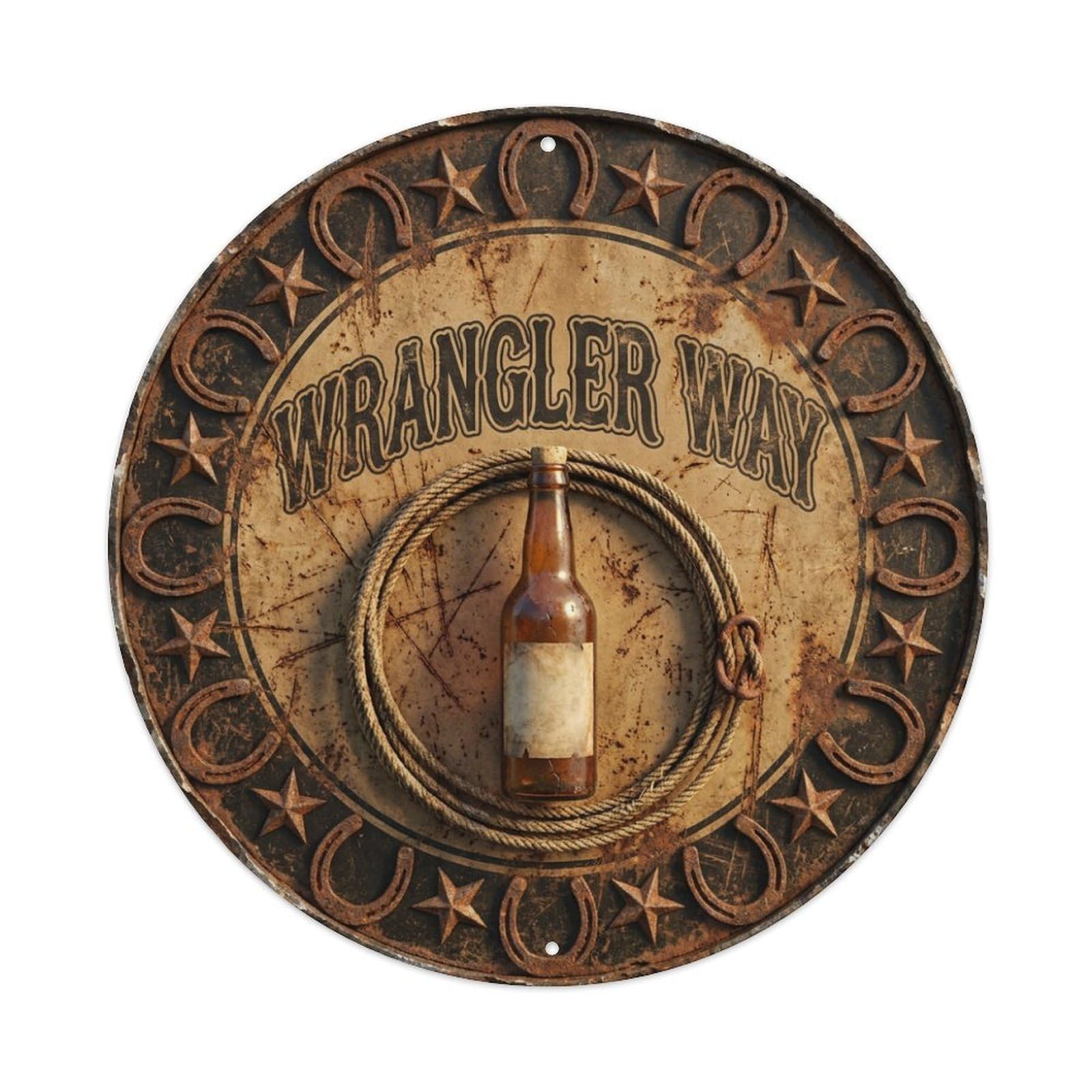 Vintage Beer Western Cowboy Wrangler Way Retro Bar for Pub Metal Tin Sign