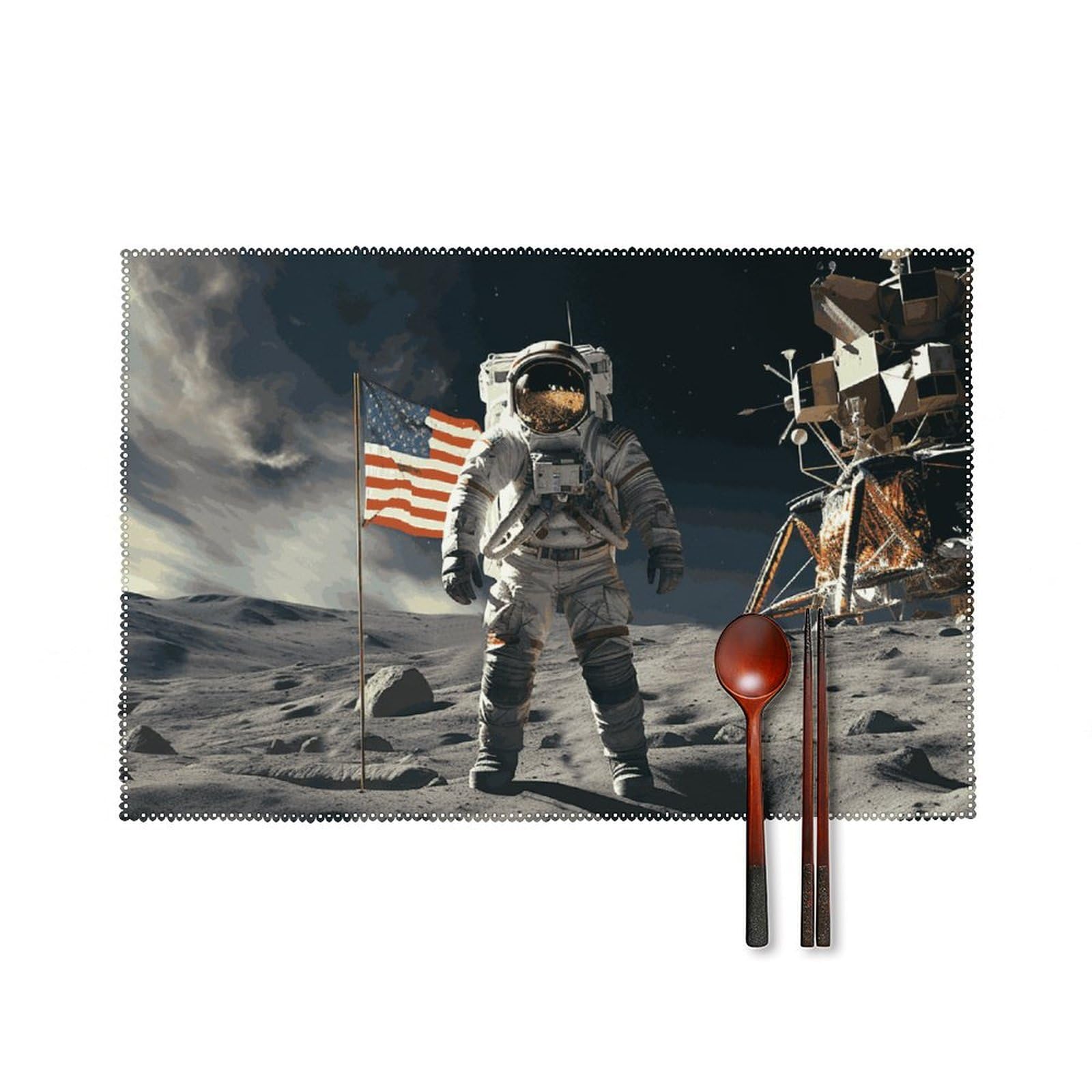 Set de table astronaute lune en toile x6 résistant à la chaleur pour table de cuisine créative
