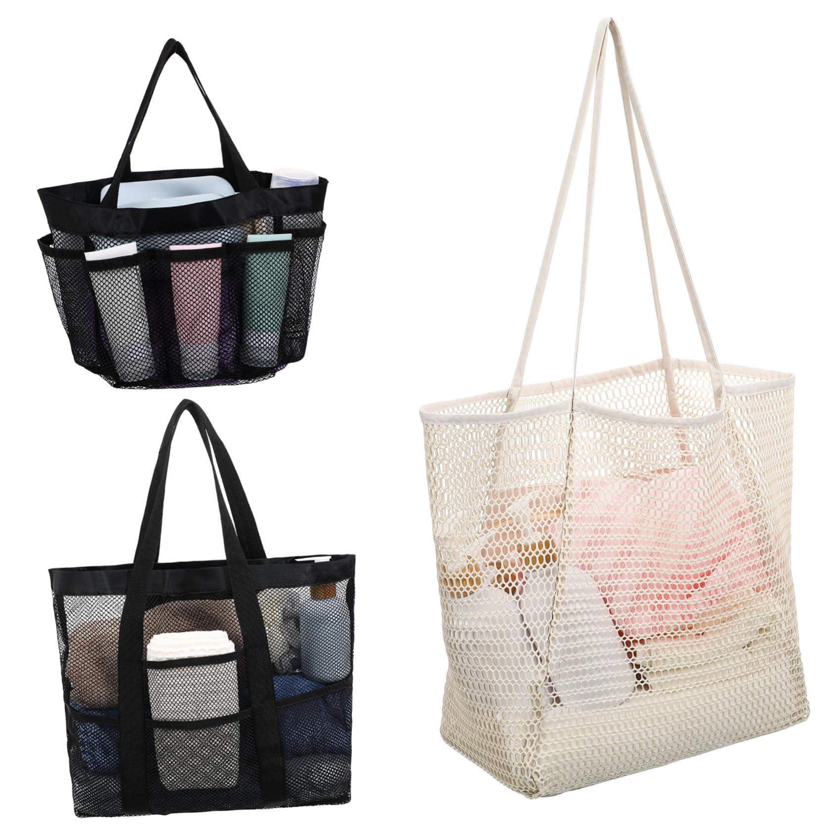 Healeved 3pezzi Borsa Da Spiaggia in Rete Borsa Rete Per Mare Leggera e Grande Capacità Resistente e Versatile Per Vacanze Al Mare e Gite in Piscina