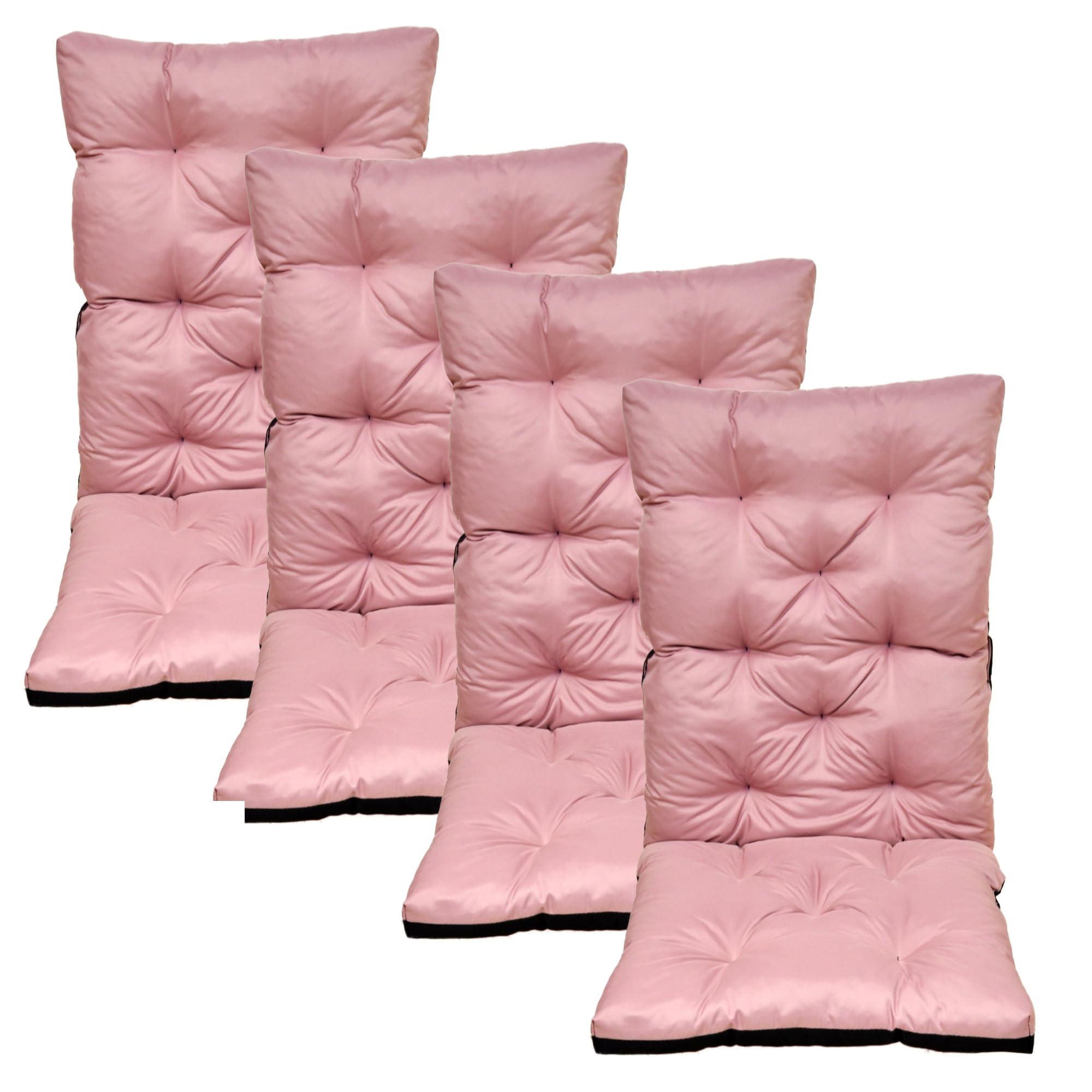Hochlehner Auflagen für Gartenstuhl mit Rückenlehne, Sitzkissen Outdoor wasserabweisend, komfortable Stuhlkissen für Balkon, Terrasse und Garten, Bequeme Sitzpolster (120x50x8cm) (4, Rosa)