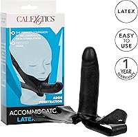Vista 3 de CalExotics Original Accommodator Pene de látex - Correa manos libres en la sonda para parejas - Consolador para adultos Juguetes sexuales - Negro