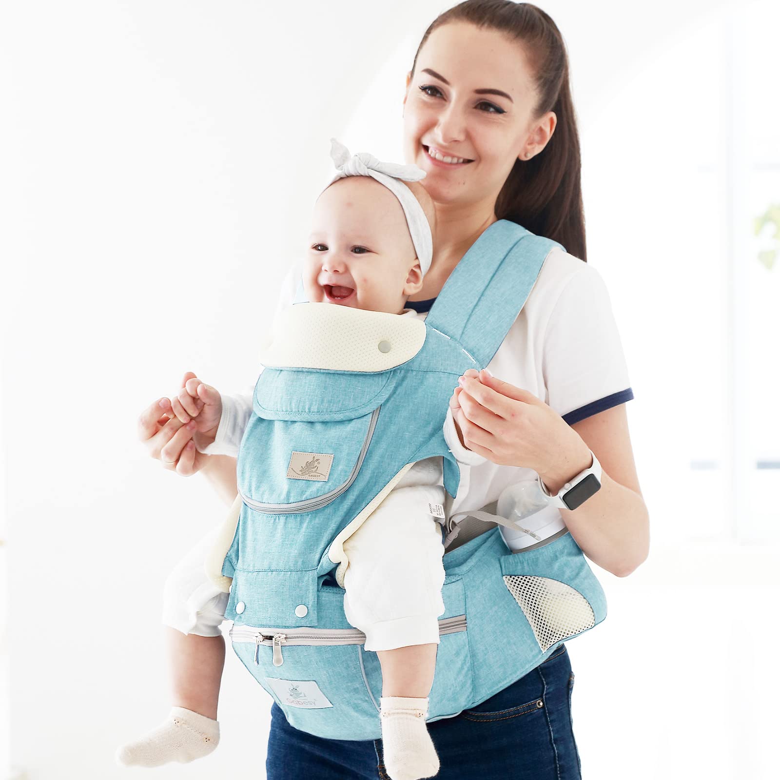 SONARIN Wielofunkcyjne nosidełko dla niemowląt na wszystkie pory roku, z siedziskiem biodrowym, ergonomiczna, oddychająca torba do noszenia niemowląt, system noszenia dla niemowląt od urodzenia 0-36