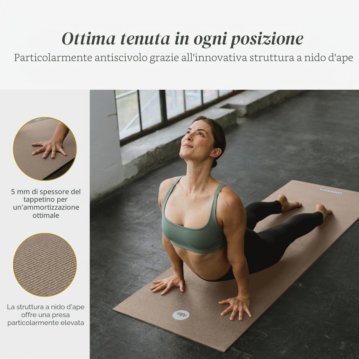 Lotuscrafts® Tappetino da yoga antiscivolo, 183 x 61 x 0,5 cm, leggero anche come tappetino da ginnastica, tappetino sportivo, delicato sulla pelle e privo di sostanze nocive