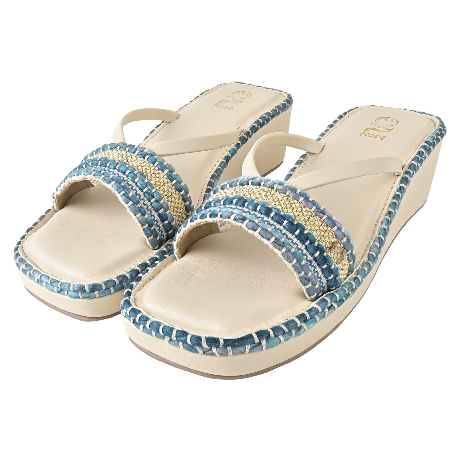 CAI Handmade with Women Blue Lace Wedges