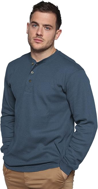 Mens Long Sleeve Performance Thermal 3 Button Henley Shirt