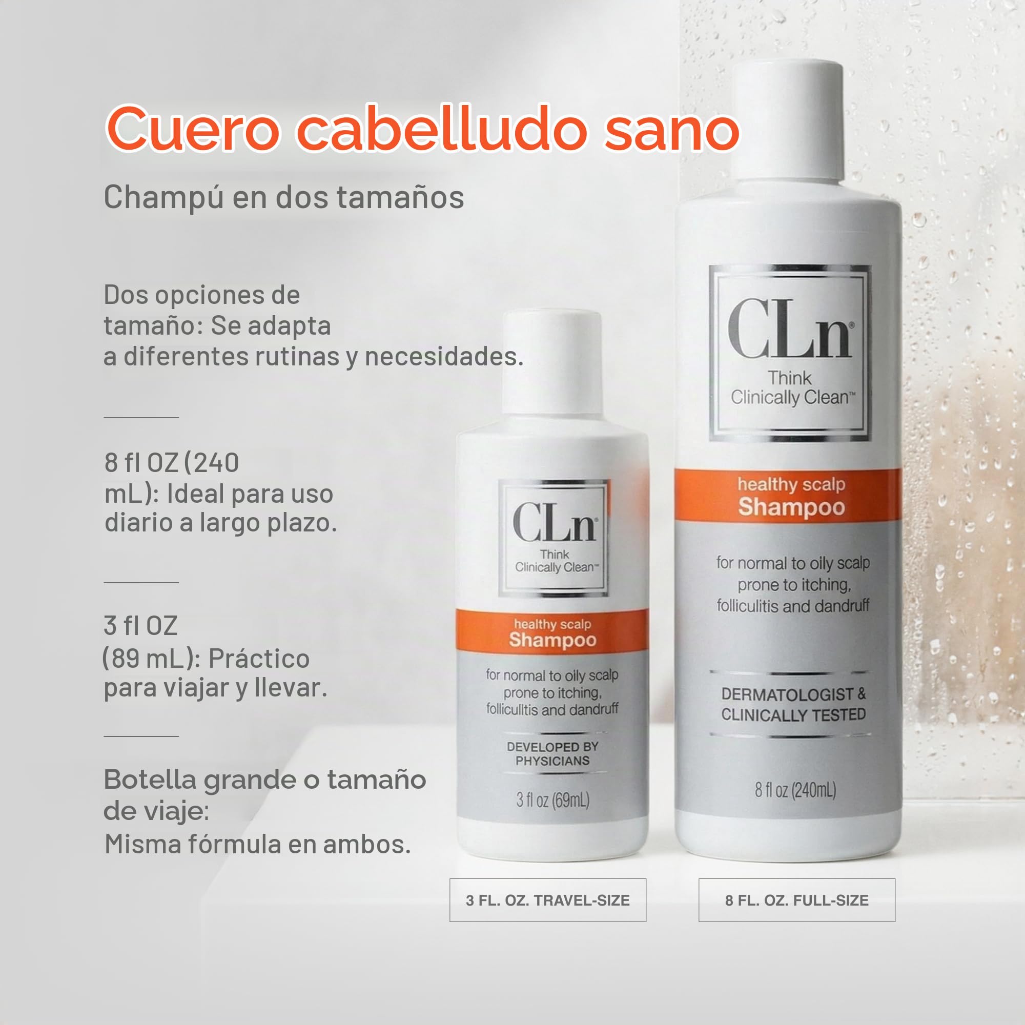 CLn Champú - Fórmula aclaradora con ácido salicílico, para cuero cabelludo normal a graso, propenso a foliculitis y caspa, cuero cabelludo picazón y escamoso, sin fragancia y parabenos, 8 onzas
