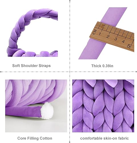 Miniatura 4 de Bolsas de mano tejidas a mano para mujer, bolso de hombro de punto de hilo grueso, bolso trenzado hecho a mano