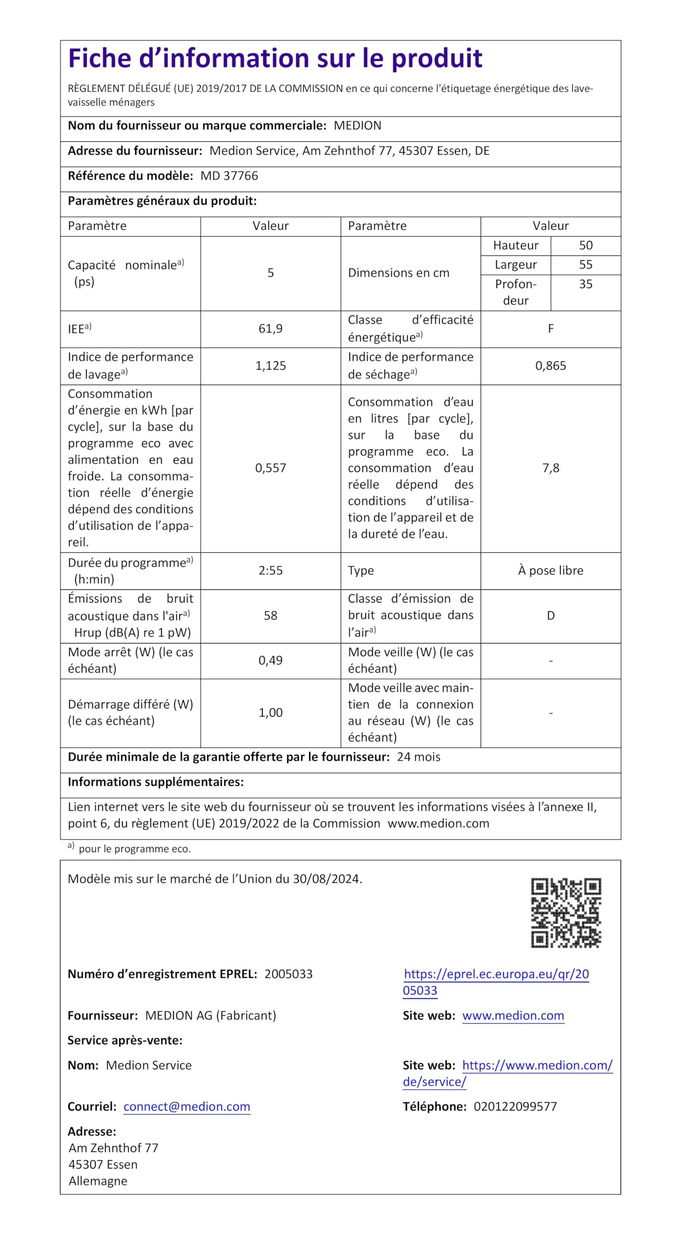 MEDION Mini Geschirrspüler DWT51 Tischgeschirrspüler mit Touch-Bedienfeld 5 Maßgedecke 7 Reinigungsprogramme weiß