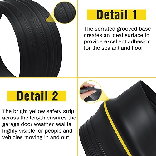 Miniatura 3 de Pangda Tira universal de sellado de umbral de puerta de garaje de 30 pies, tira de sellado de goma de repuesto, impermeable, resistente a la