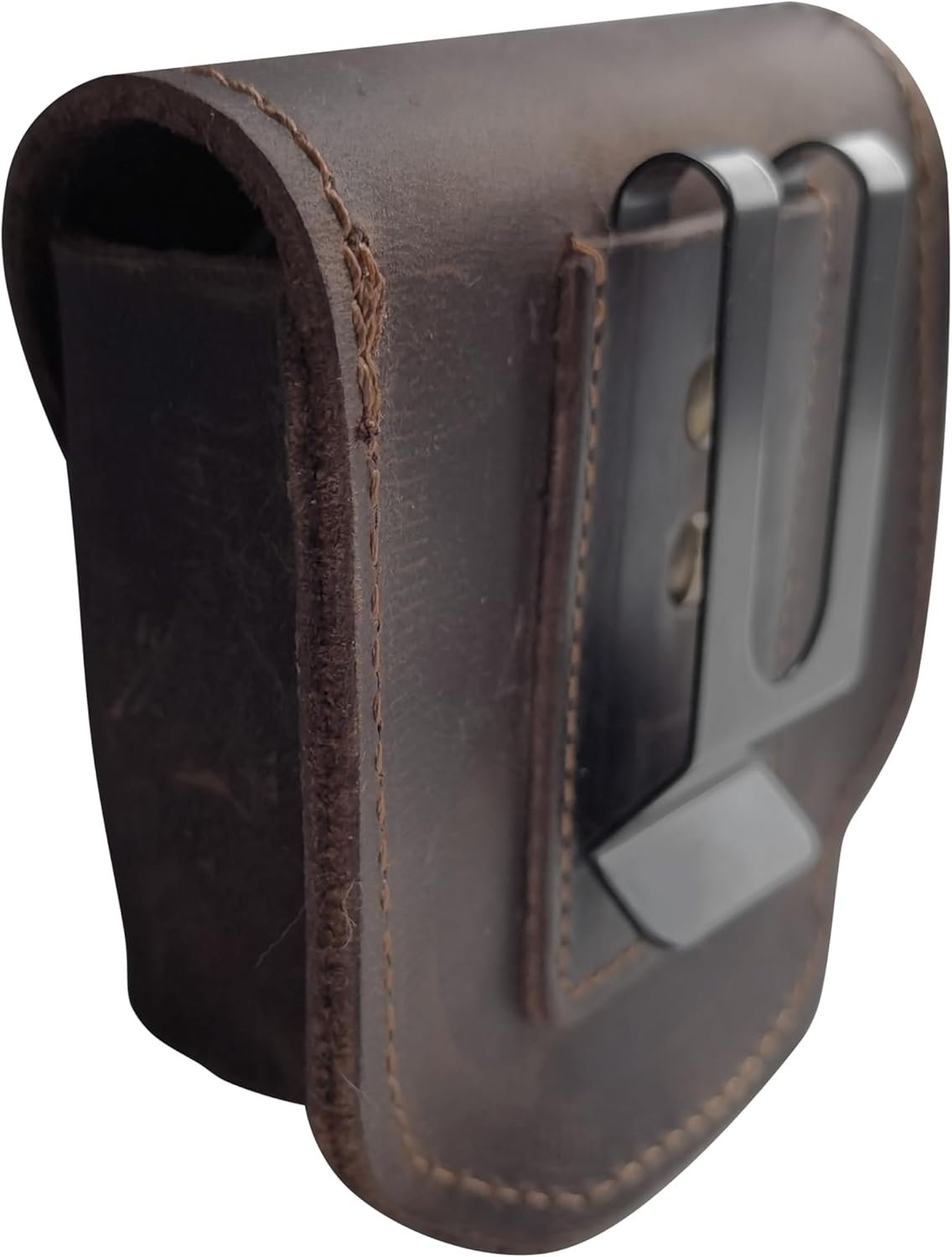 Cowhide Leather Zyn Holder- Vintage Handmade Brown Thick Grain Leather Dip Can Holster-Snuff Holder Compatible with ZYN, Copenhagen, Skoal, Kodiak, etc-Belt Accessories for Men - Image 4