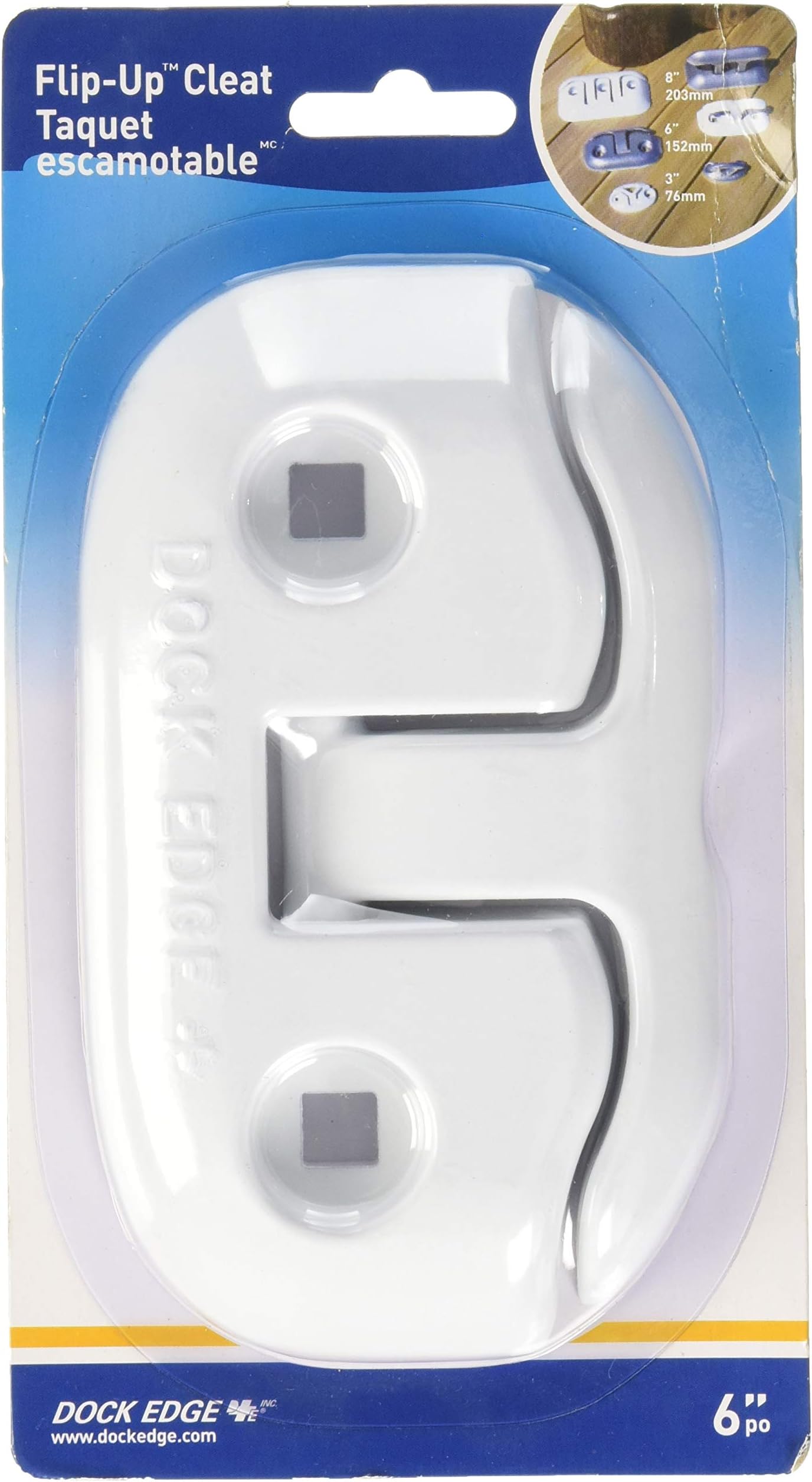 Dock Edge Flip Up Dock Cleat, 8" - White Aluminum