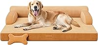 Vista 8 de Cama ortopédica XL para perro, cama extragrande para perros, camas refrescantes para mascotas de doble cara con funda lavable de espuma Marrón
