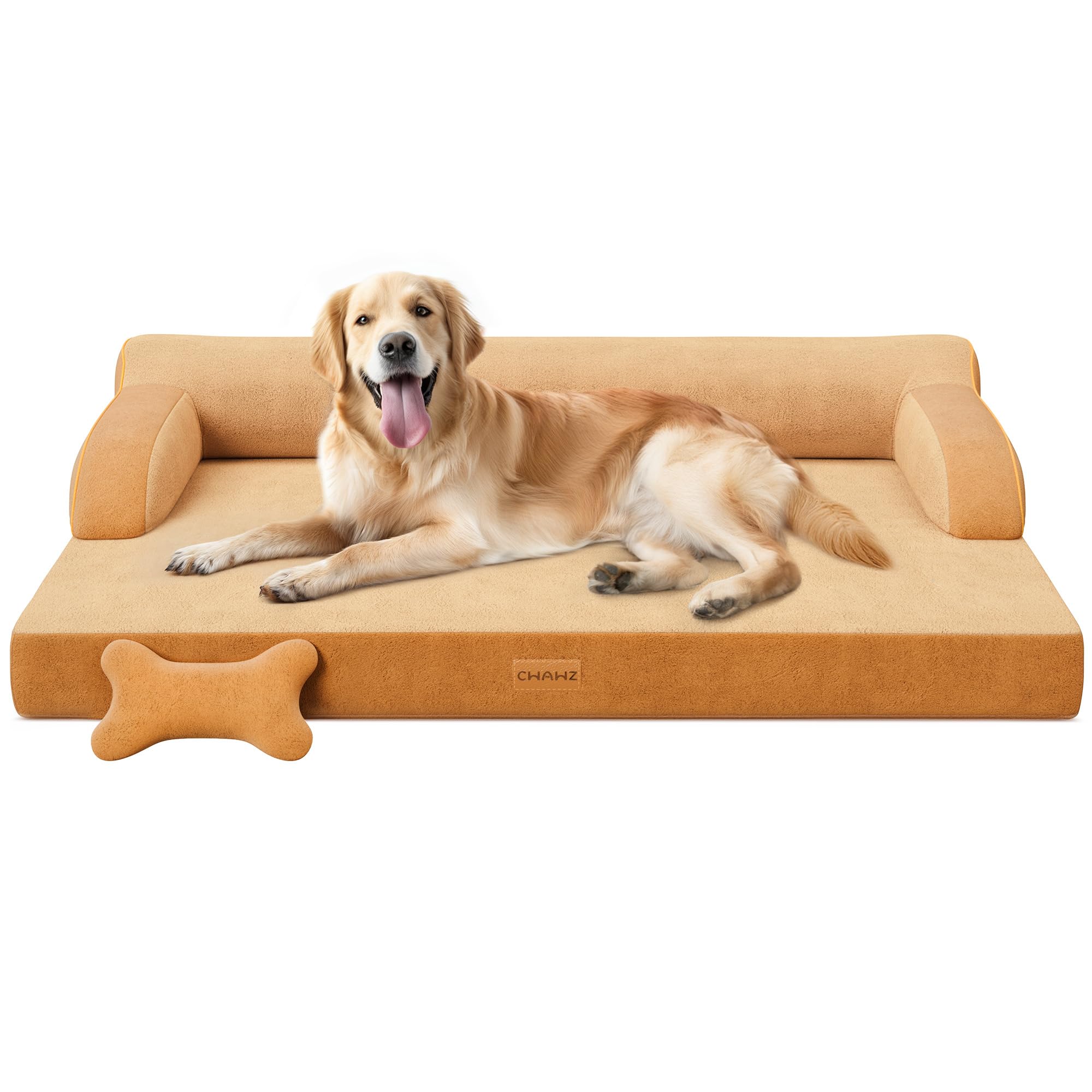 XL Orthopedic Dog Bed, Extra Large Dog Bed, Dual-Sided Pet Cooling Beds with Memory Foam Washable Cover Nonslip Bottom, Waterproof XLarge Pet Couch Beds with Bolsters, Brown