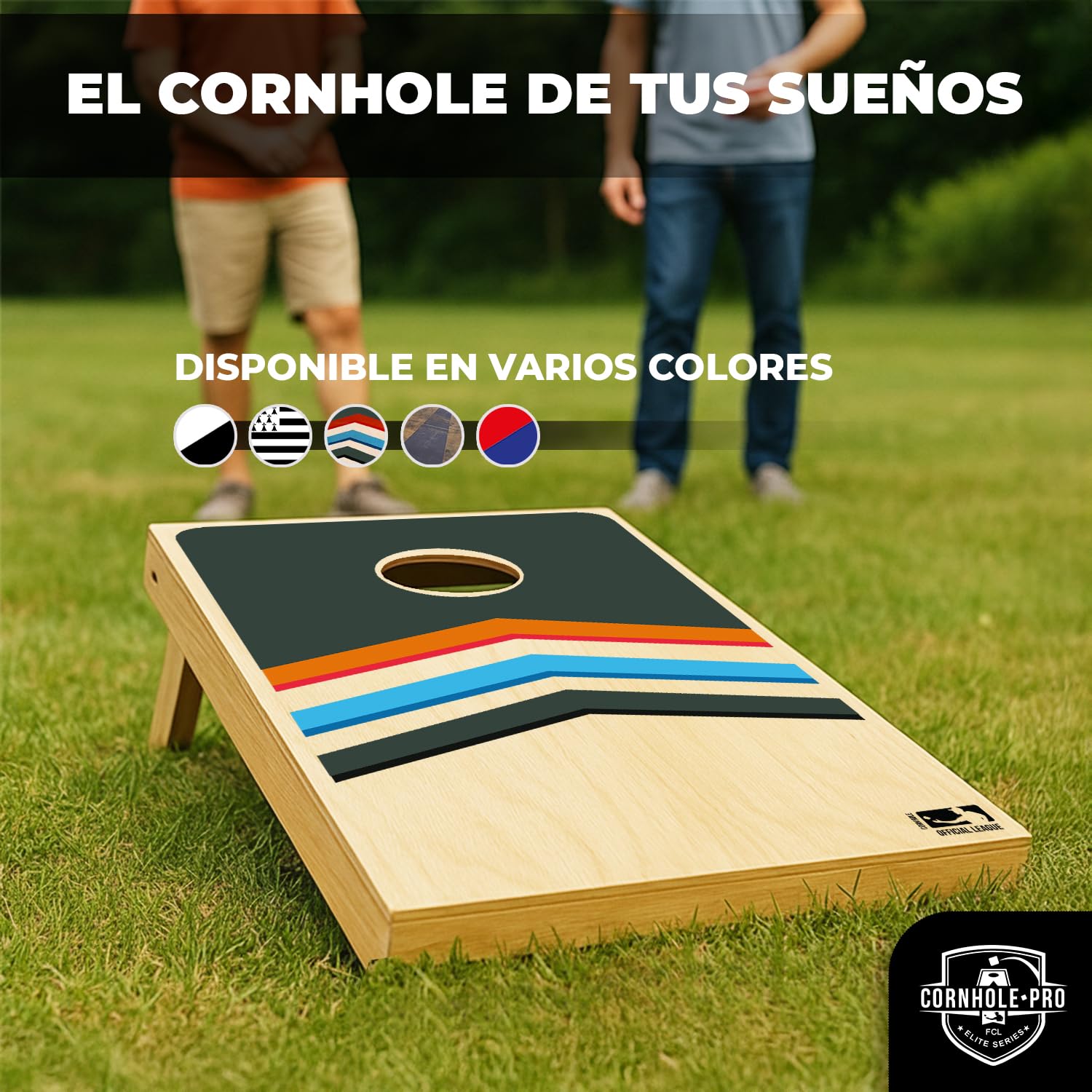 Cornhole Oficial de Madera – 90×60 cm – 2 Tableros + 8 Sacos – Set Completo con Bolsa de Transporte – Juego Exterior para Adultos – Jardín, Playa – Original Corner