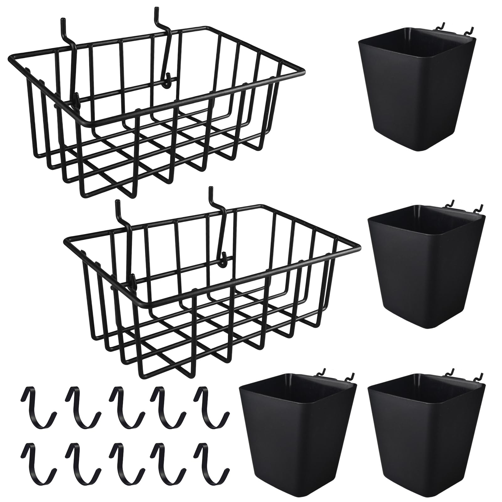 G.CORE Pegboard Bins Baskets Organizer with Peg Board Hooks Cups - 16 Pack Peg Accessories Fit 1/8
