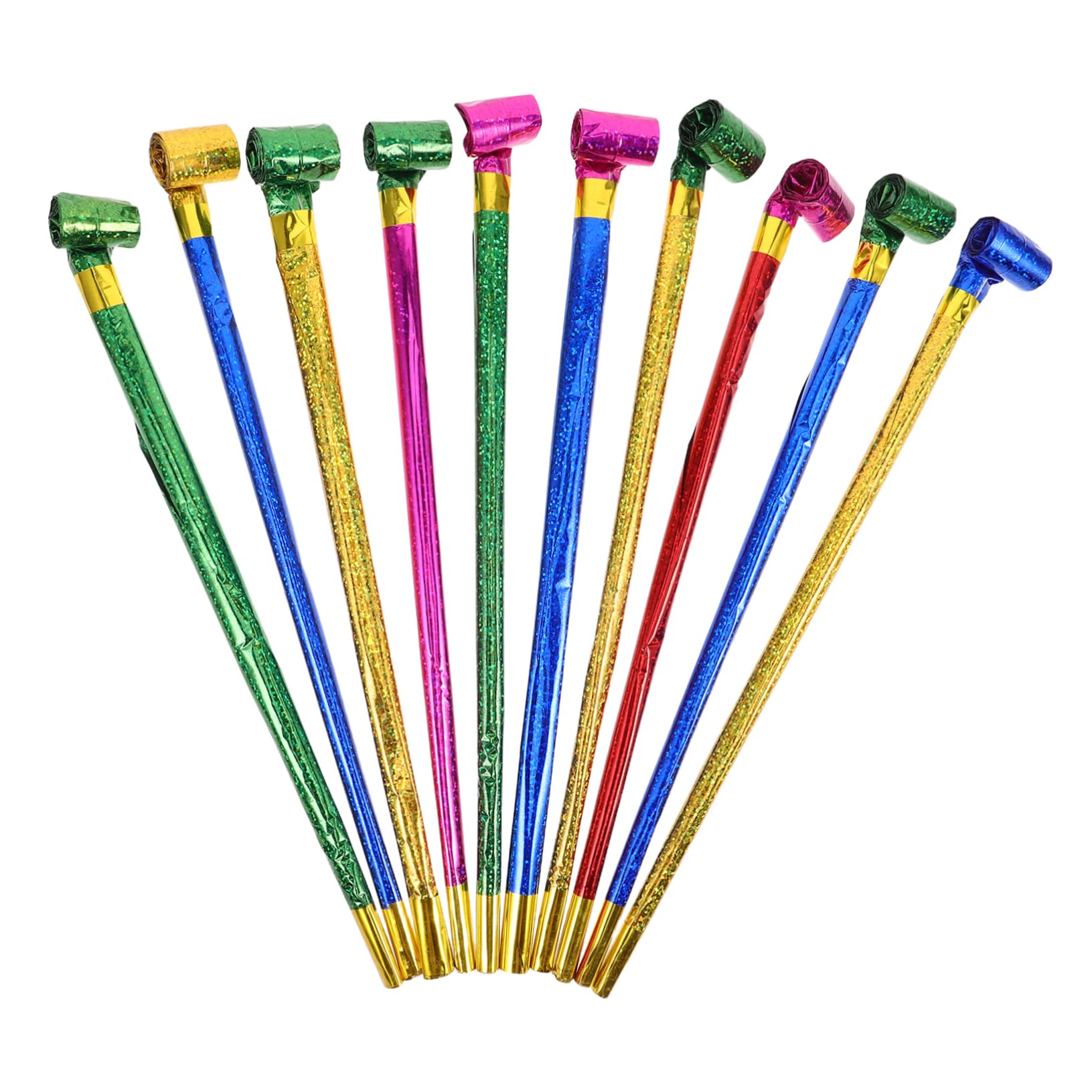 Abaodam 10Pcs Colorful Long Tube Party Blowers for Distinctive Noisemakers for Birthday Celebrations Shiny Squawkers for Festive Gatherings and Party Favors