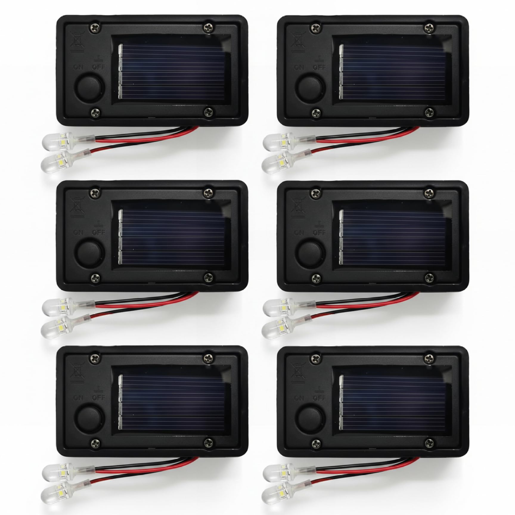 6-Pack Solar Light Replacement Tops, 4x7cm Waterproof Replacement Solar Panels with Warm White LED for Outdoor Garden Lights Light Parts