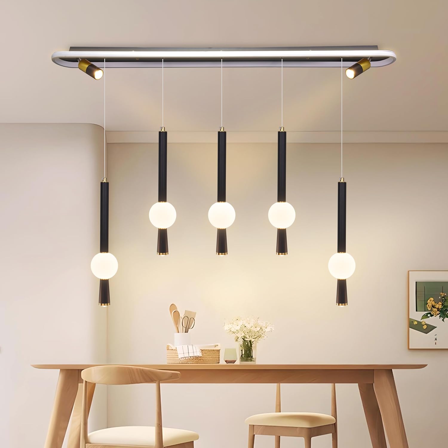 Smartway® – Pental 70W | 120 Cm | Google & Alexa | Height Adjustable | 3 Light Mode | Modern LED Ceiling Chandelier for Living Room, Dining, Bedroom, Hall, Kitchen, Office,Luxury Decorative Lighting