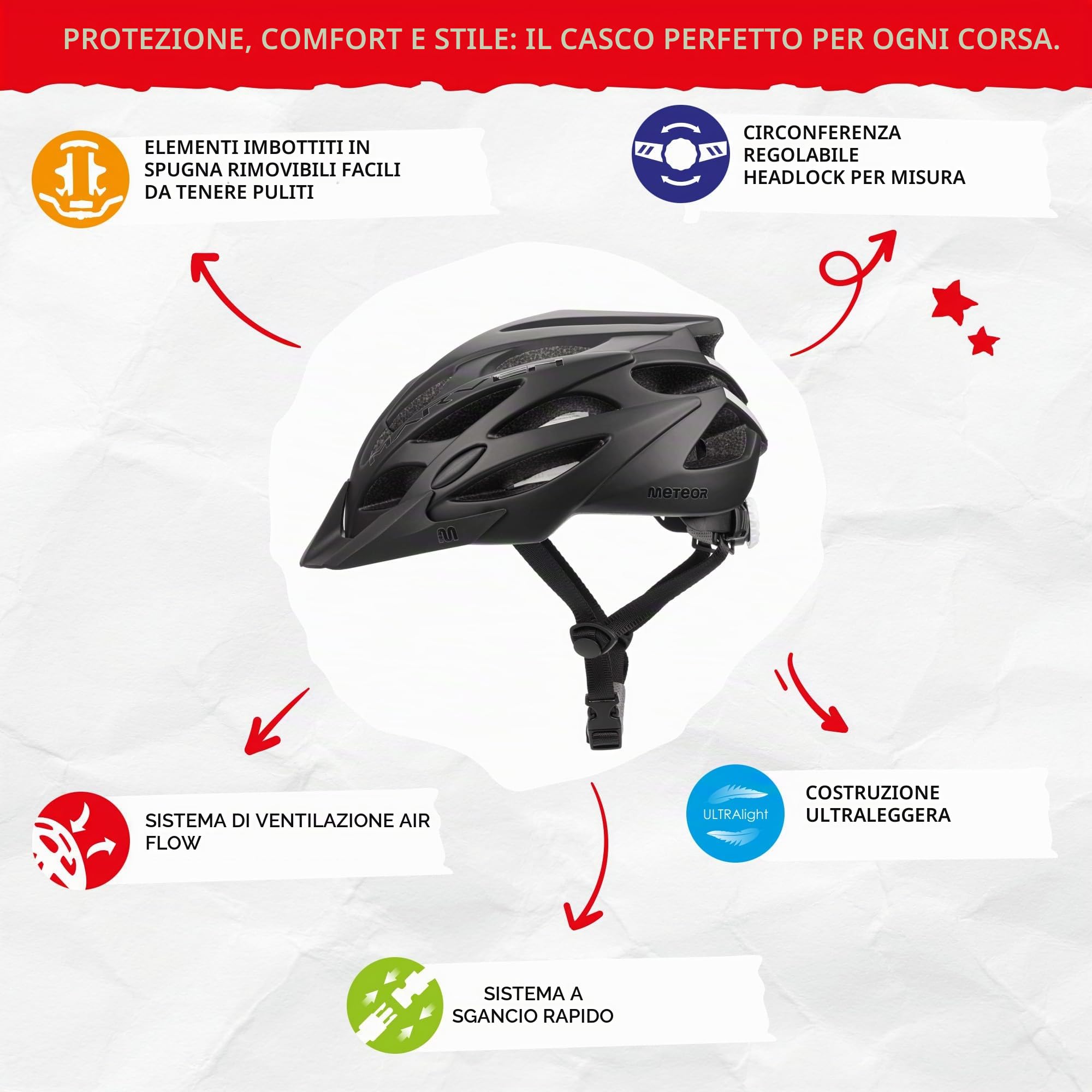 Casco Bici per Giovani e Adulti - Donna e Uomo - Caschi Perfetto per Downhill Enduro MTB - Helmet per Tutte Le Forme di attività in Bicicletta - Marven