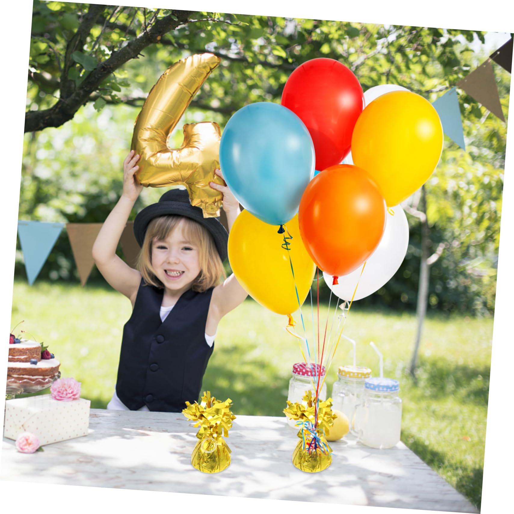 Pesi per Palloncini Oro 5 Pezzi in Alluminio a Blocco | Palloncino in Lattice, per Tavolo da Pranzo, Adatti a Feste e Celebrazioni, Set Decorativo