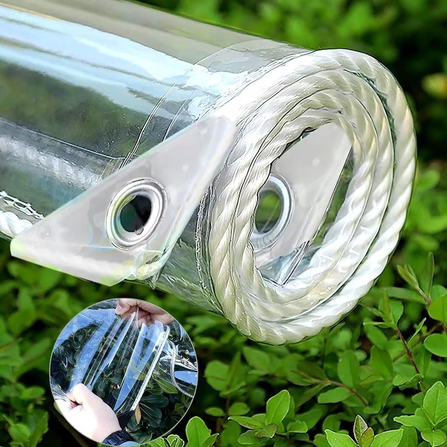 Pipre Transparent 1.5M X 1.5M Waterproof Clear Tarpaulin Heavy Duty Tarpaulin Rainproof Reinforced Clear Tarp Cover With Eyelets For Garden Outdoor Camping Balcony Chicken Run Hutch Roof Cover