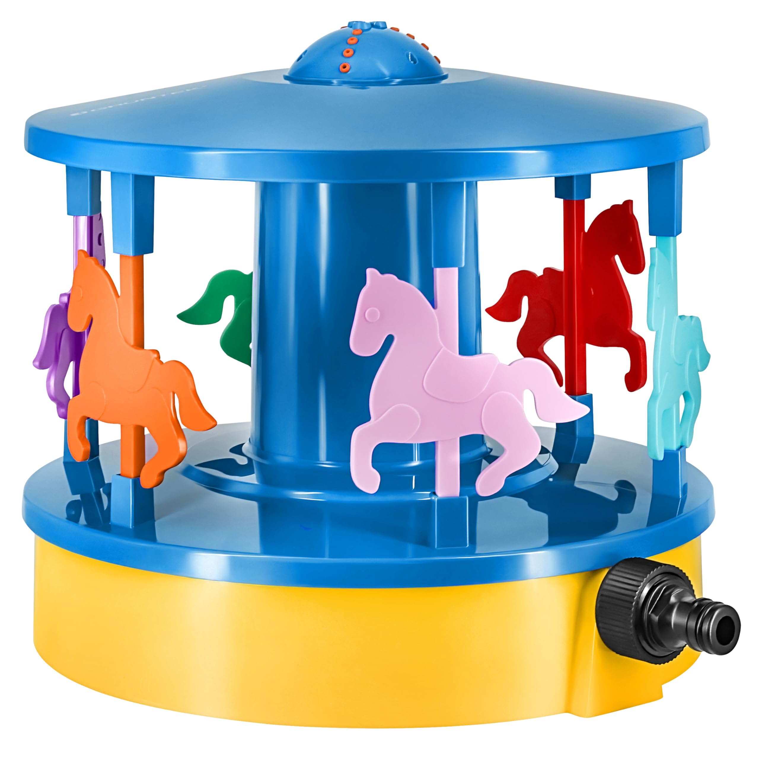 GRÜNTEK Karussell-Regner, Rasen-Sprinkler, Garten Beregner, buntes freundliches Design, rotierender Rasensprenger mit Schnellanschluss, einfache, gleichmäßige Bewässerung, bis 175m²