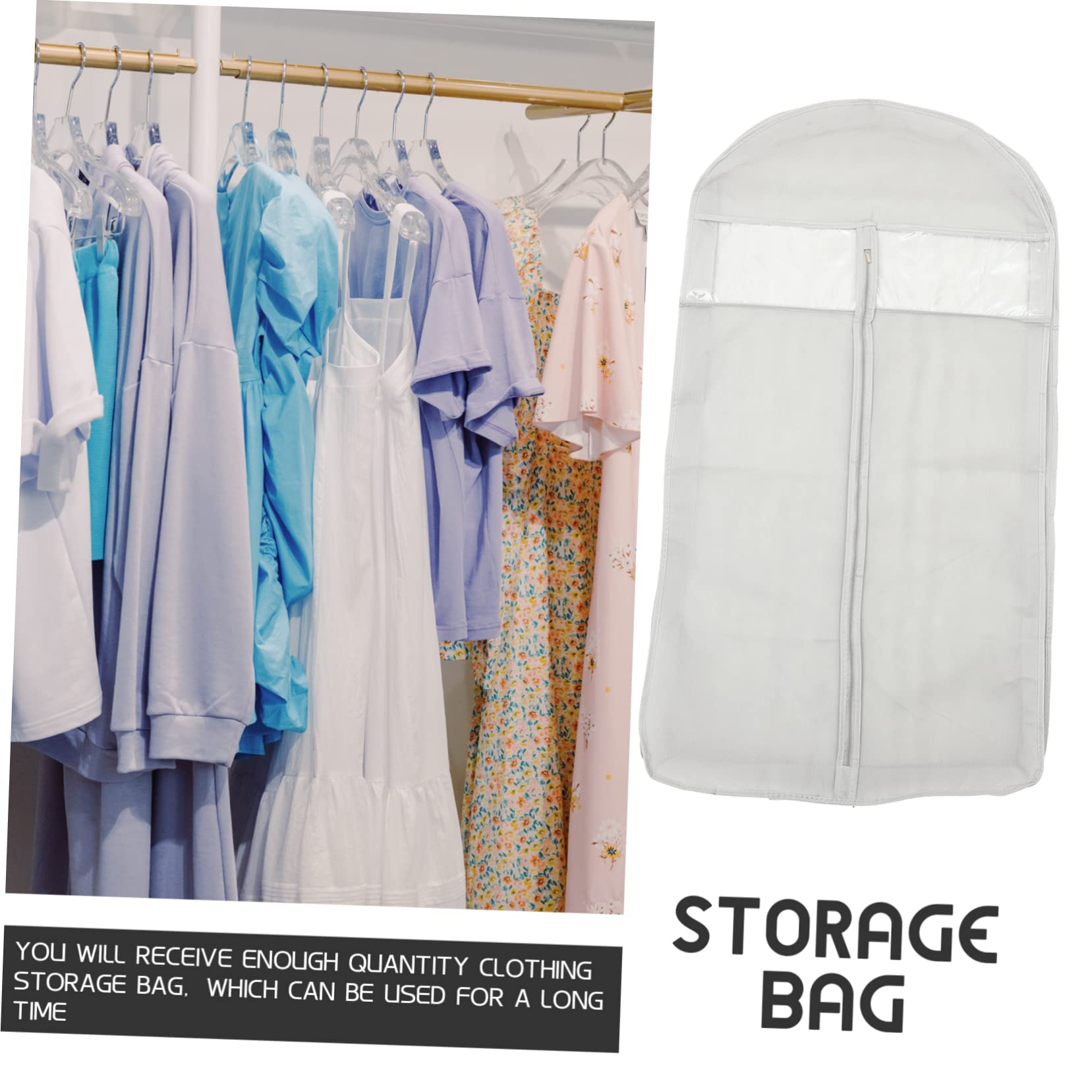 Funda para Ropa Colgante 3 Piezas de Tela No Tejida y Pvc | Transparente con Ventana, Protección contra Polvo y Humedad, Juego de Tres Tamaños para Armario