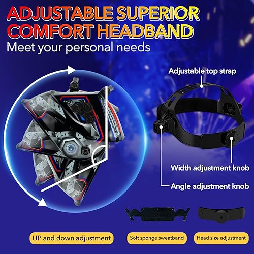 Miniatura 7 de Casco de soldadura oscurecimiento automático, gran visión, color verdadero, capó de soldadura con 4 sensores de arco ajustable amplio rango de