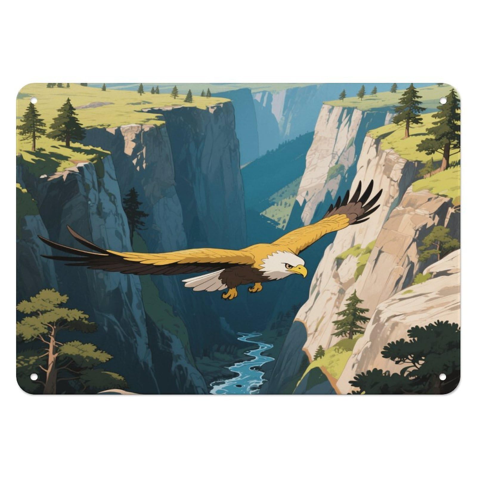 Fekiloot Style Golden Eagles In The Valley Wall Decor Iron Painting Metal Sign