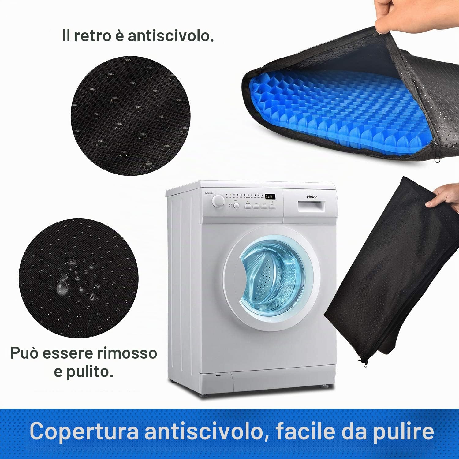 Large Nuovo cuscino in gel per seduta, design a nido d'ape a doppio strato spesso per ridurre la pressione nella zona coccigea, ideale per auto, ufficio, casa, sedia a rotelle e sedia