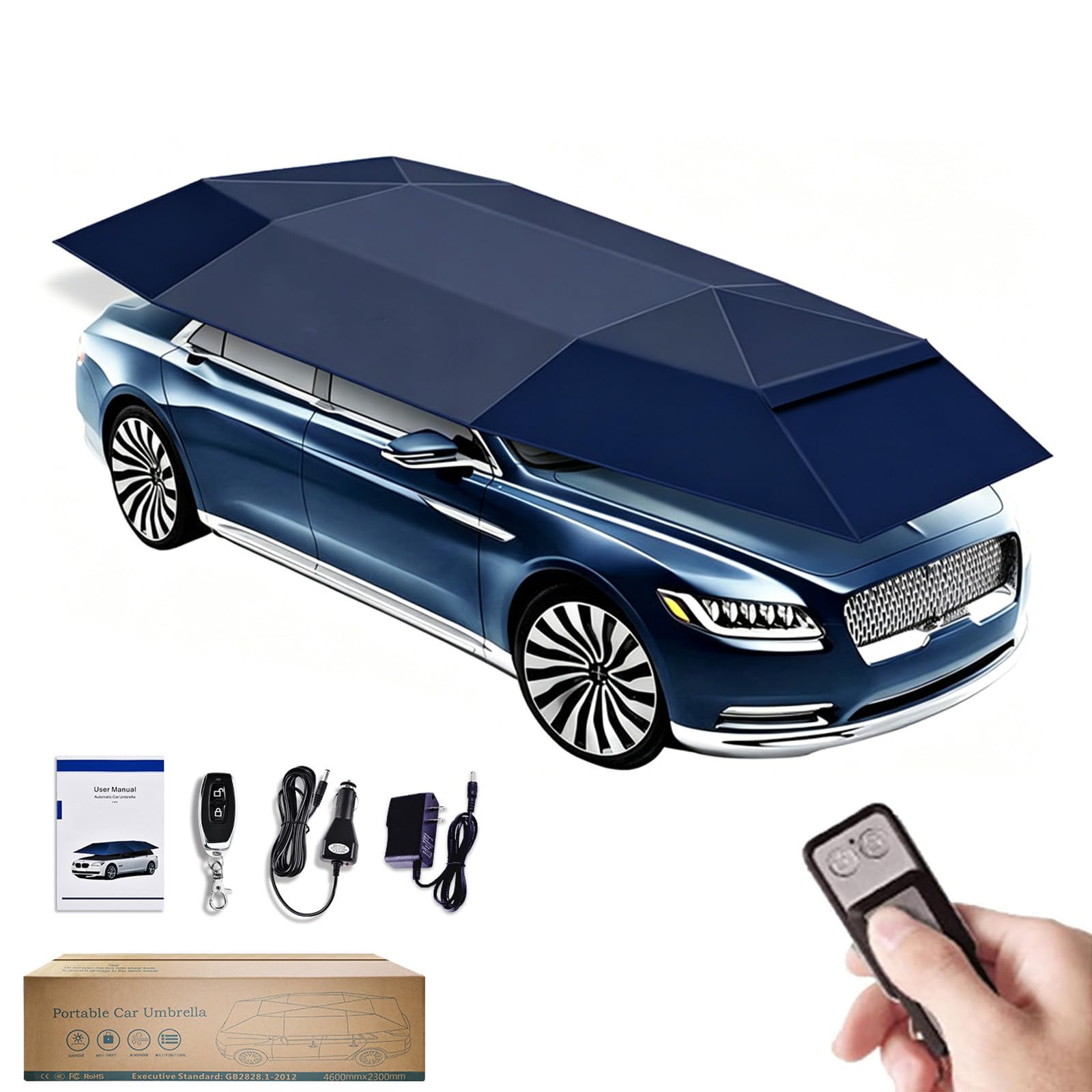 RUODATONLY Universal Car Tent Movable Carport, Car Umbrella, Anti-Theft Design, Car Canopy Umbrella for Outdoor Tent, Fits Most Car Types, Shade from sunlight, rain, and fallen leaves 5.2M-Blue