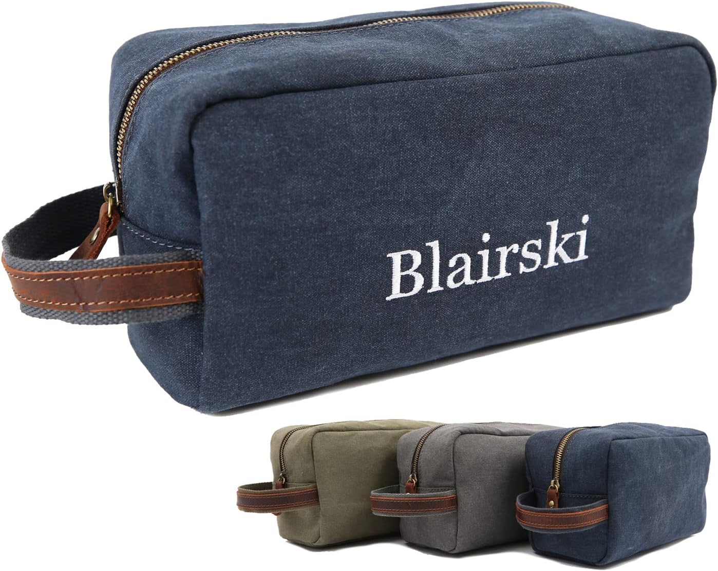 Personalized Toiletry Bag Embroidery Canvas Dopp Kit Custom Gift Monogrammed Shaving Bag With Zipper For Men And Women